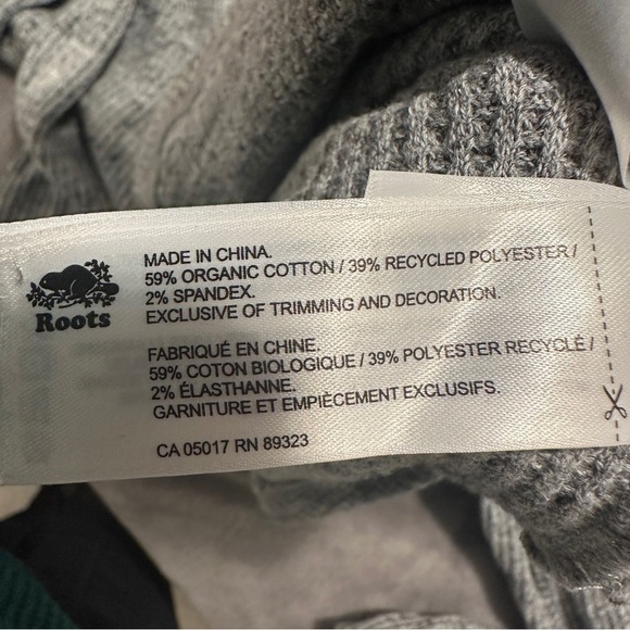 Roots Heathered Grey Organic Cotton Henley Long Sleeve T-shirt Size Extra Small - Picture 12 of 12